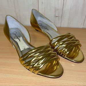 Jessica Simpson Gold Jones Flat Shoes Women’s Size 8.5